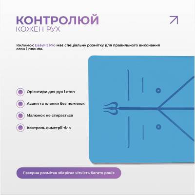 Килимок для йоги професійний EasyFit Pro каучук 5 мм Блакитний