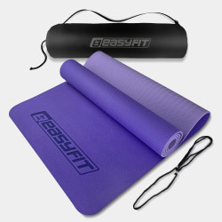 Килимок для йоги та фітнесу EasyFit TPE+TC 6 мм двошаровий + чохол бузковий-св.бузковий