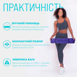 Килимок для йоги та фітнесу EasyFit TPE+TC 6 мм двошаровий + чохол бузковий-св.бузковий
