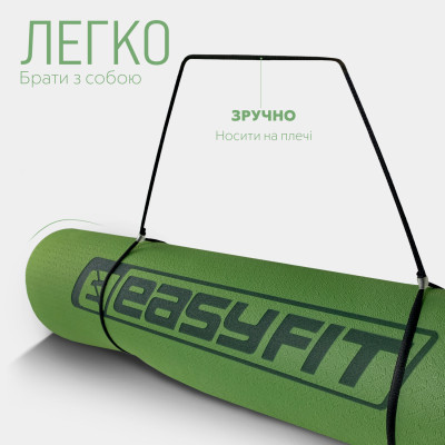 Килимок для йоги та фітнесу EasyFit TPE+TC 6 мм двошаровий зелений-чорний