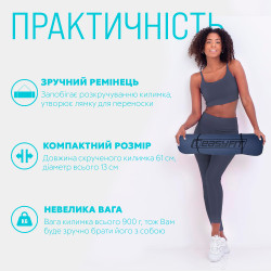 Килимок для йоги та фітнесу EasyFit TPE+TC 6 мм двошаровий синій-блакитний