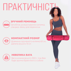 Килимок для йоги та фітнесу EasyFit TPE+TC 6 мм двошаровий рожевий-св. рожевий