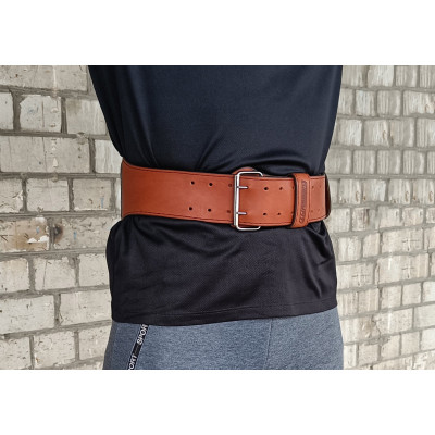 Пояс атлетичний EasyFit DeciBelt (шкіра) коричневий M