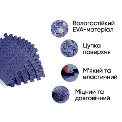 Татамі мат EasyFit 8 шт (30х30х1 см) хвіст ластівки сіній