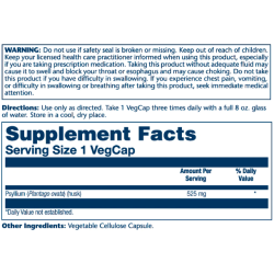 Psyllium Husk 525mg - 100 vcaps (Пошкоджена банка)