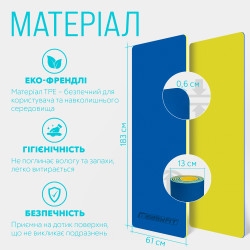 Килимок для йоги та фітнесу EasyFit TPE+TC 6 мм двошаровий синій-блакитний