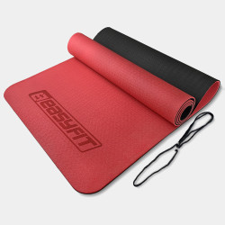 Килимок для йоги та фітнесу EasyFit TPE+TC 6 мм двошаровий червоний-чорний