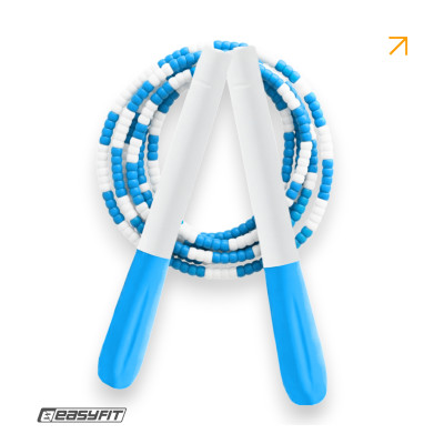 Бісерна скакалка EasyFit FreeRope для трюків 2,7 м (біло-блакитна) Бісерна скакалка EasyFit FreeRope для трюків 2,7 м (біло-блакитна)