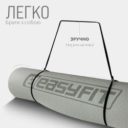 Килимок для йоги та фітнесу EasyFit TPE+TC 6 мм двошаровий сірий-чорний