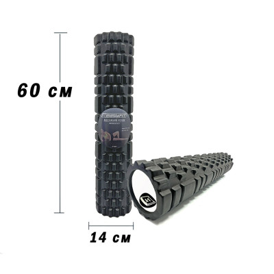 Масажний ролер EasyFit Grid Roller 60 см v.3.1 чорний Масажний ролер EasyFit Grid Roller 60 см v.3.1 чорний