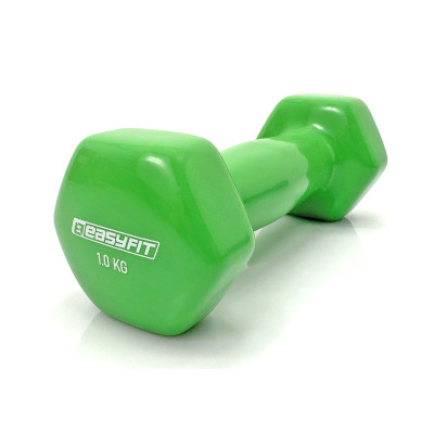 Гантель для фітнесу 1.0 кг EasyFit із вініловим покриттям салатова Гантель для фітнесу 1.0 кг EasyFit із вініловим покриттям салатова