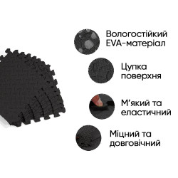Татамі мат EasyFit 8 шт  (30х30х1 см) хвіст ластівки чорний