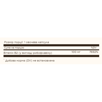 Vitamin B2 100mg (Riboflavin) - 100 Vcaps
