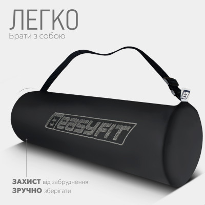 Килимок для йоги та фітнесу EasyFit TPE+TC 6 мм двошаровий + чохол чорний-червоний