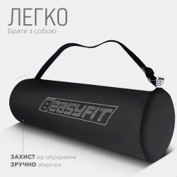 Килимок для йоги та фітнесу EasyFit TPE+TC 6 мм двошаровий рожево-сірий + чохол сірий із чорним