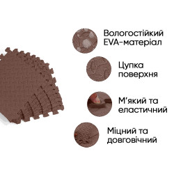 Татамі мат EasyFit 8 шт  (30х30х1 см) хвіст ластівки коричневий
