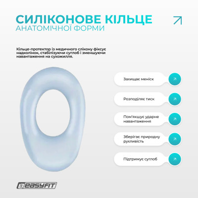Бандаж (наколінник) ортопедичний для колінного суглоба з ребрами жорсткості та силіконовою вставкою (сірий). Розмір M